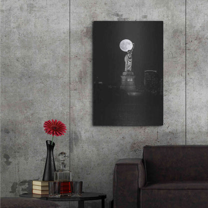 Luxe Metal Art 'Full Moon New York' by Bruce Getty, Metal Wall Art,24x36