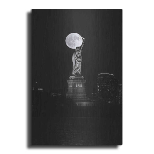 Luxe Metal Art 'Full Moon New York' by Bruce Getty, Metal Wall Art