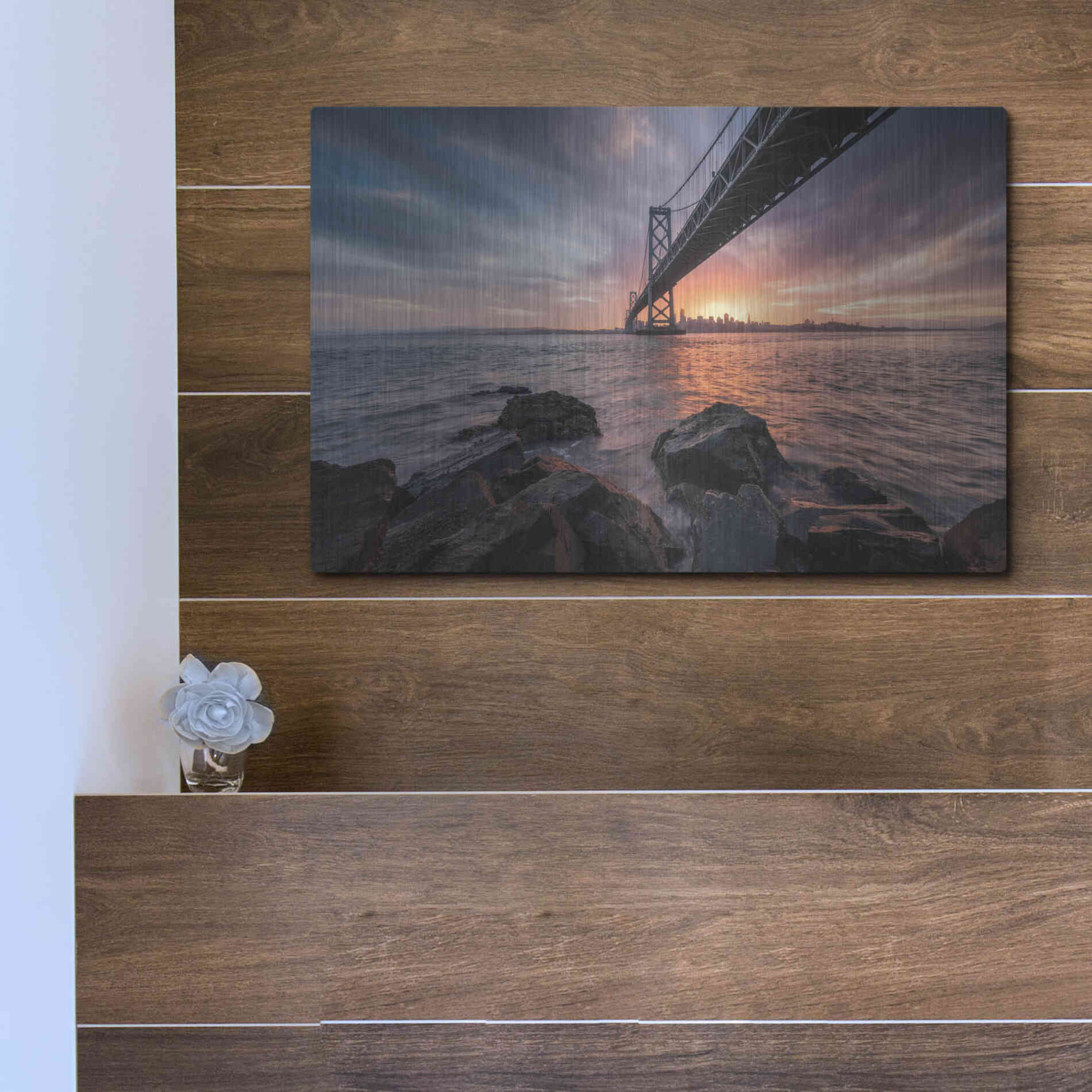 Luxe Metal Art 'Golden Light Explosion' by Bruce Getty, Metal Wall Art,16x12