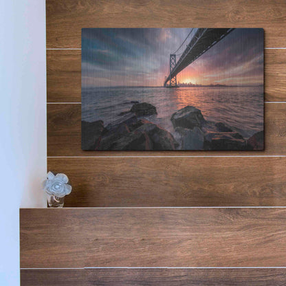 Luxe Metal Art 'Golden Light Explosion' by Bruce Getty, Metal Wall Art,16x12