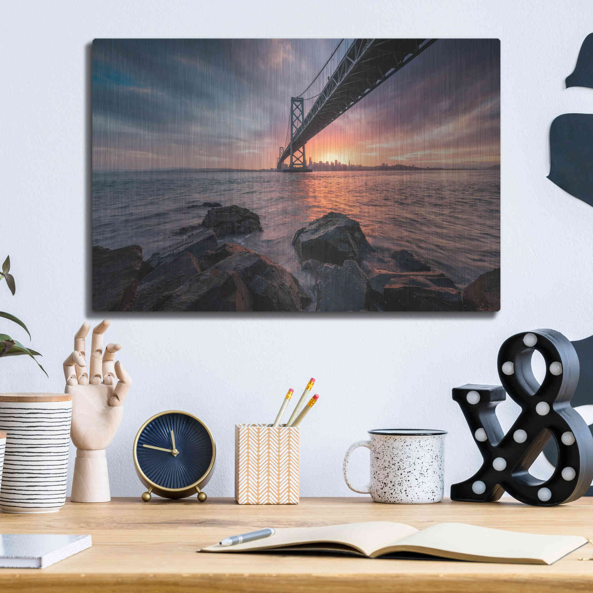 Luxe Metal Art 'Golden Light Explosion' by Bruce Getty, Metal Wall Art,16x12
