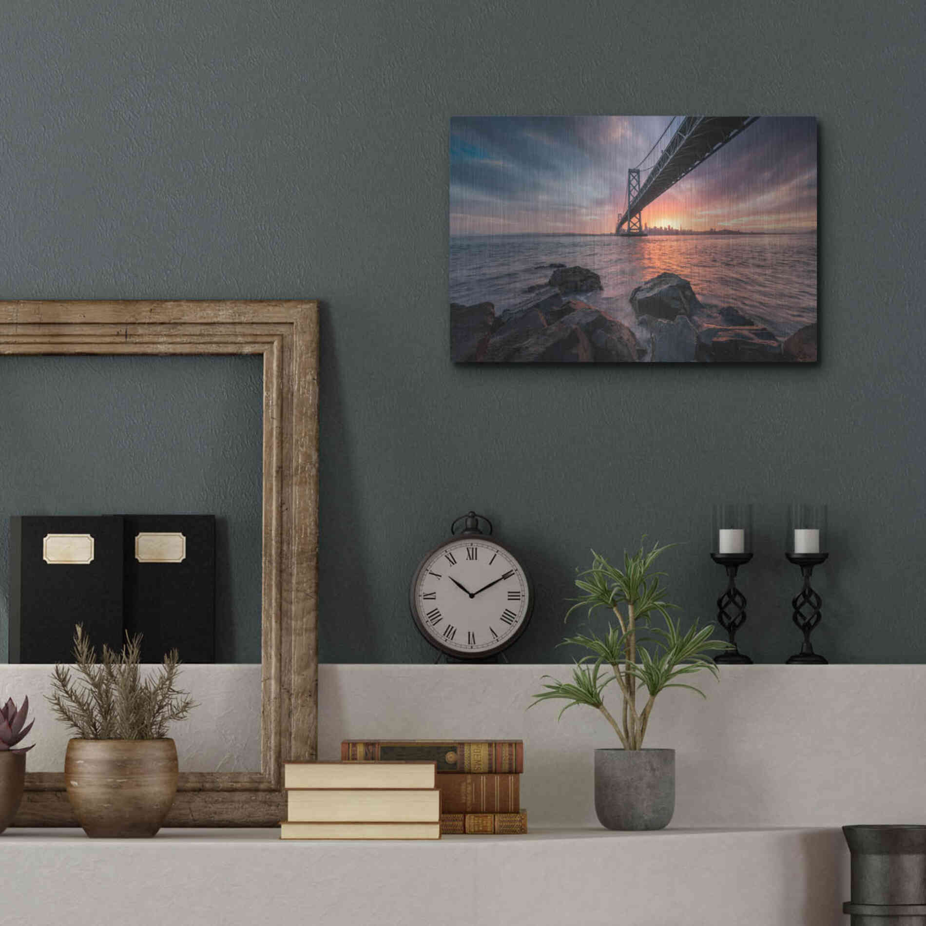 Luxe Metal Art 'Golden Light Explosion' by Bruce Getty, Metal Wall Art,16x12