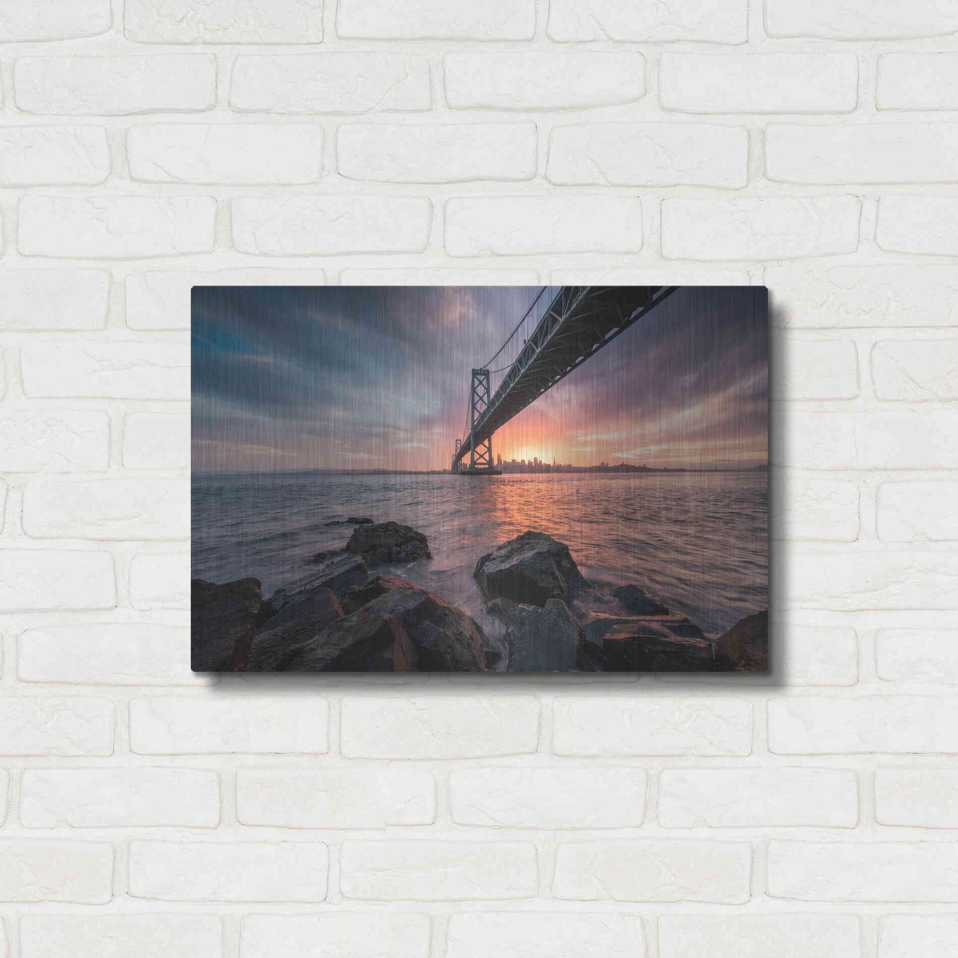 Luxe Metal Art 'Golden Light Explosion' by Bruce Getty, Metal Wall Art,24x16