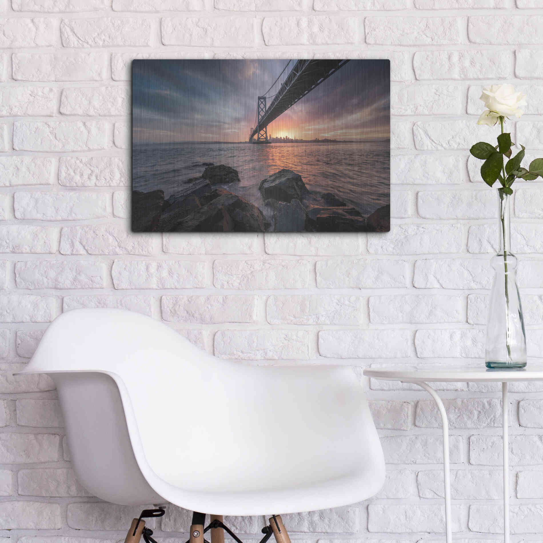 Luxe Metal Art 'Golden Light Explosion' by Bruce Getty, Metal Wall Art,24x16