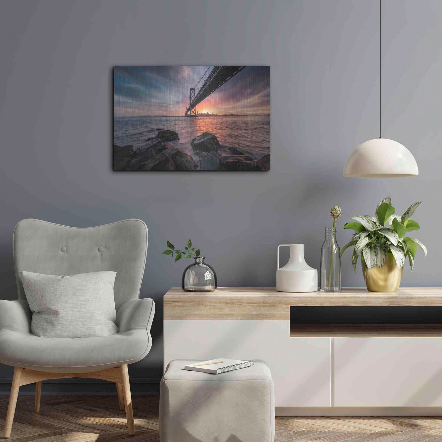Luxe Metal Art 'Golden Light Explosion' by Bruce Getty, Metal Wall Art,24x16
