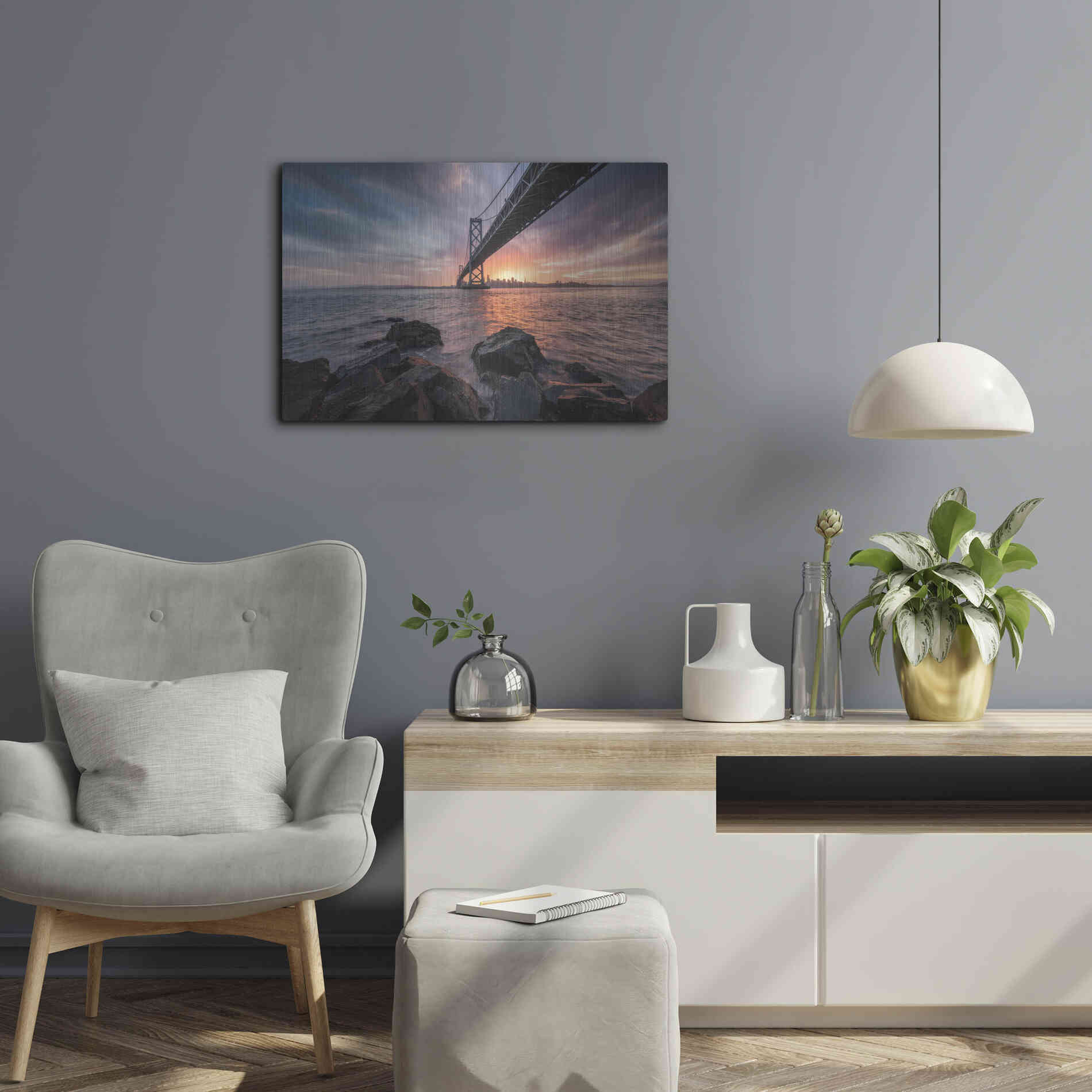 Luxe Metal Art 'Golden Light Explosion' by Bruce Getty, Metal Wall Art,24x16