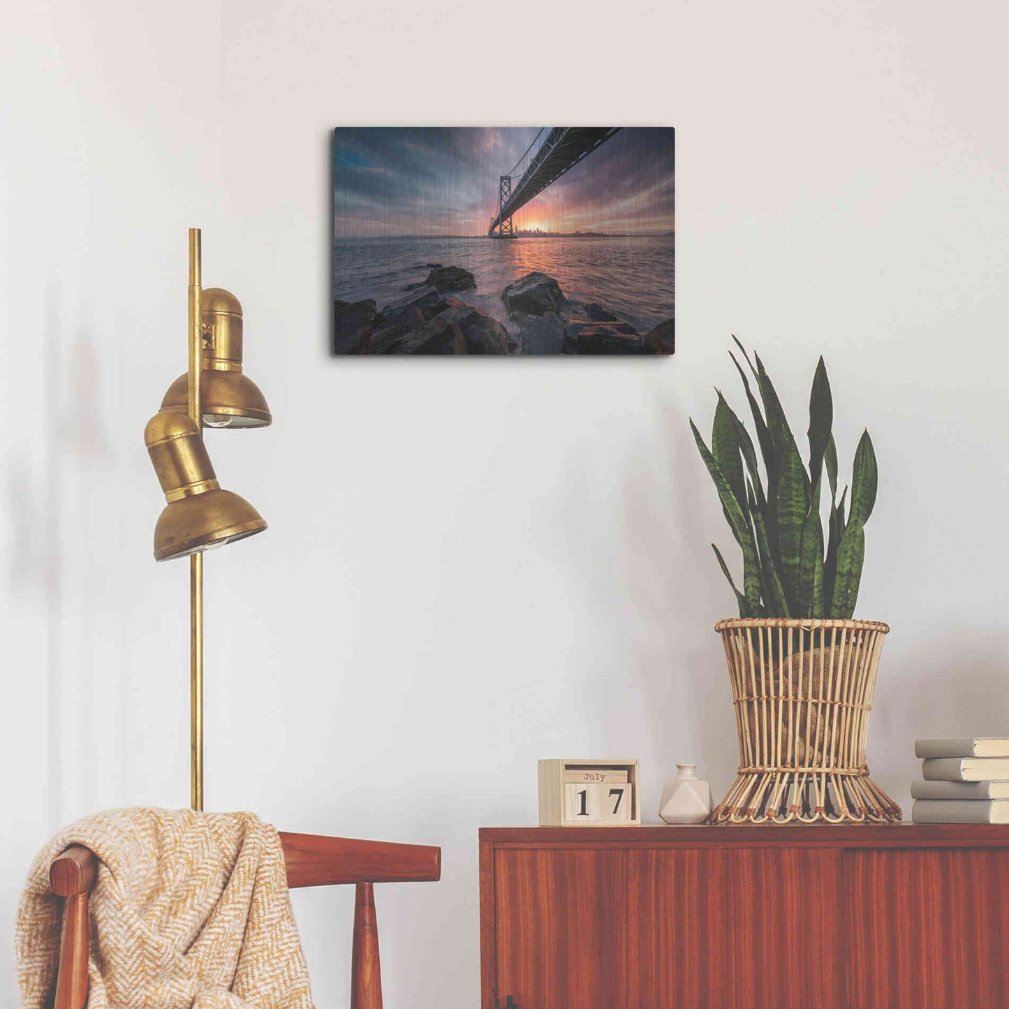 Luxe Metal Art 'Golden Light Explosion' by Bruce Getty, Metal Wall Art,24x16