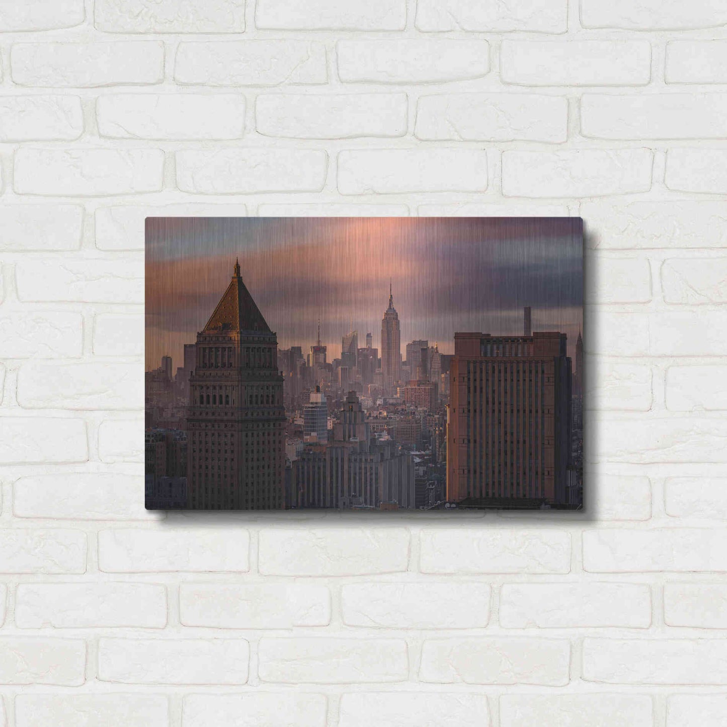 Luxe Metal Art 'Golden Light New York Low Clouds' by Bruce Getty, Metal Wall Art,24x16