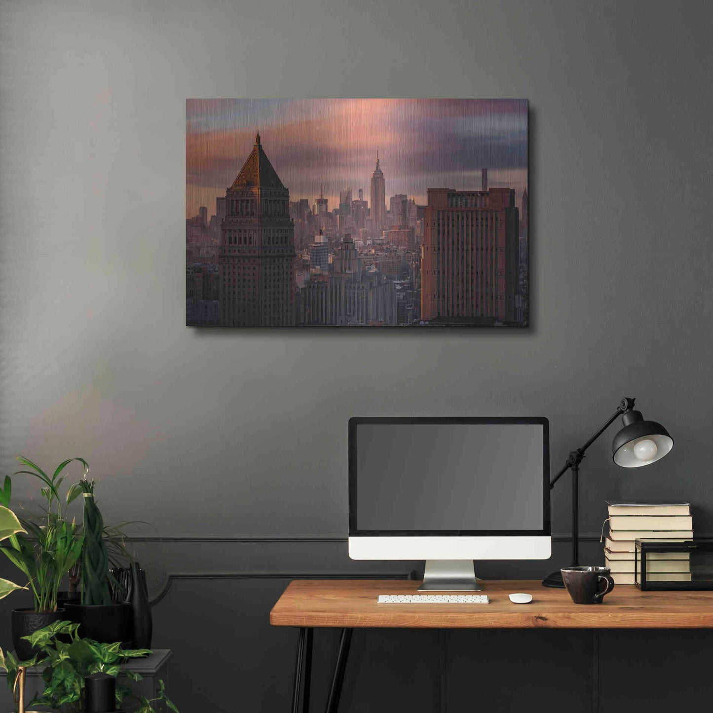 Luxe Metal Art 'Golden Light New York Low Clouds' by Bruce Getty, Metal Wall Art,36x24