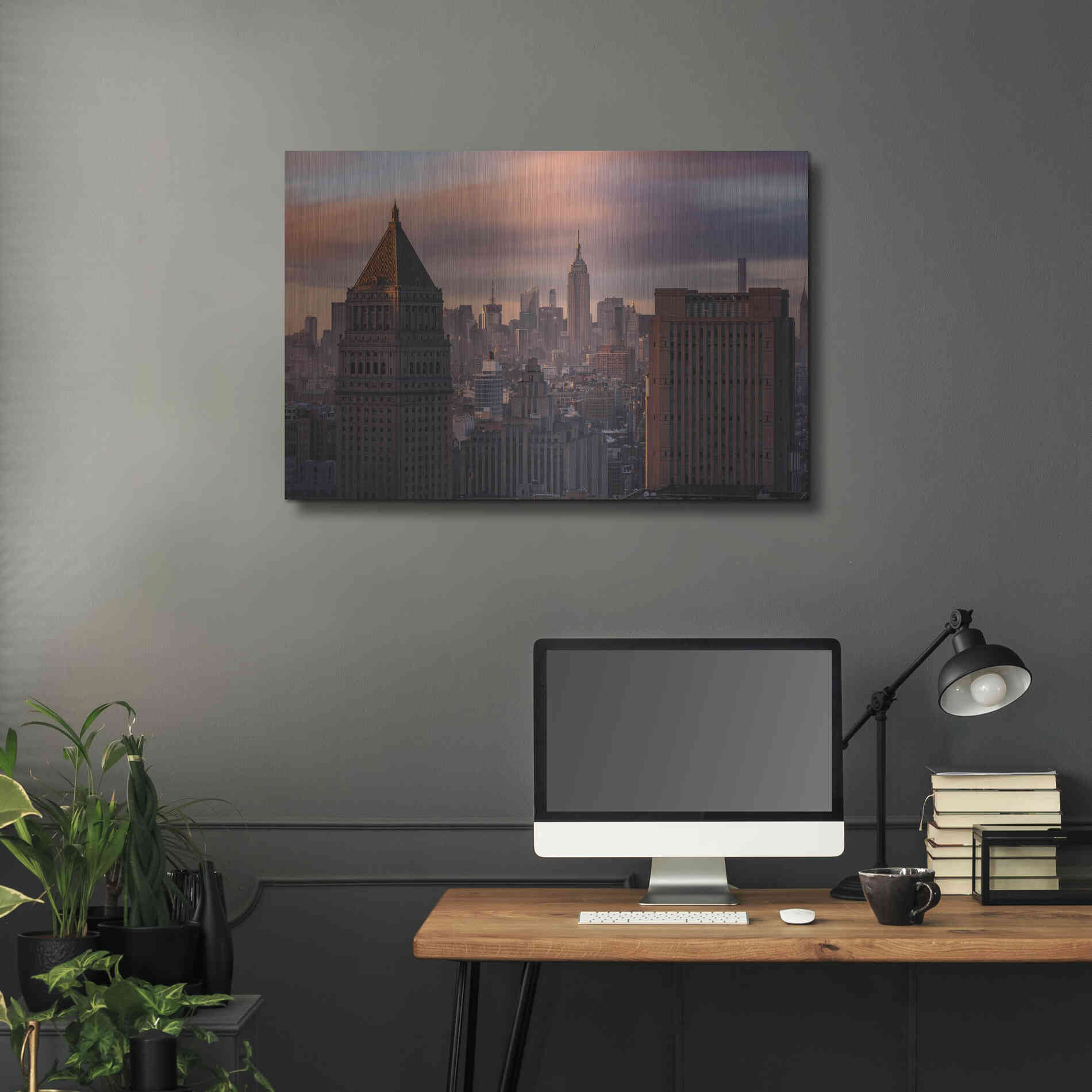 Luxe Metal Art 'Golden Light New York Low Clouds' by Bruce Getty, Metal Wall Art,36x24