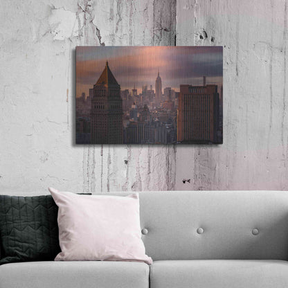 Luxe Metal Art 'Golden Light New York Low Clouds' by Bruce Getty, Metal Wall Art,36x24