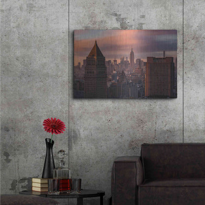 Luxe Metal Art 'Golden Light New York Low Clouds' by Bruce Getty, Metal Wall Art,36x24