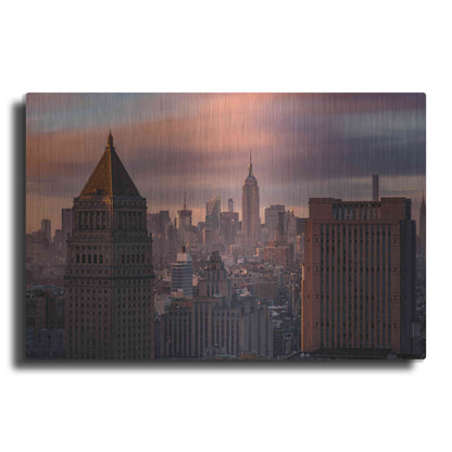 Luxe Metal Art 'Golden Light New York Low Clouds' by Bruce Getty, Metal Wall Art