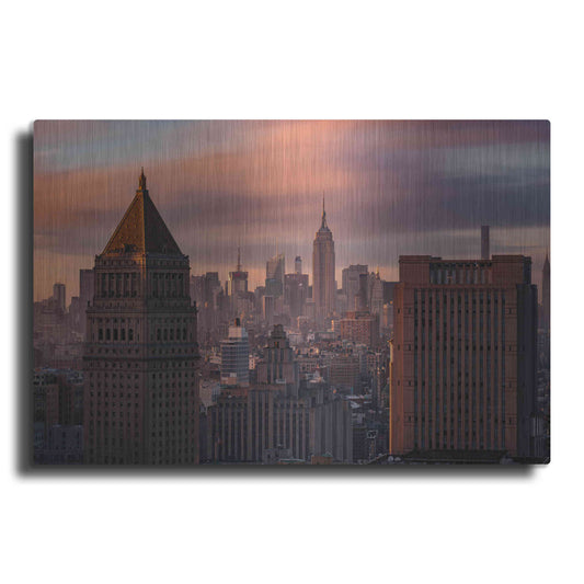 Luxe Metal Art 'Golden Light New York Low Clouds' by Bruce Getty, Metal Wall Art