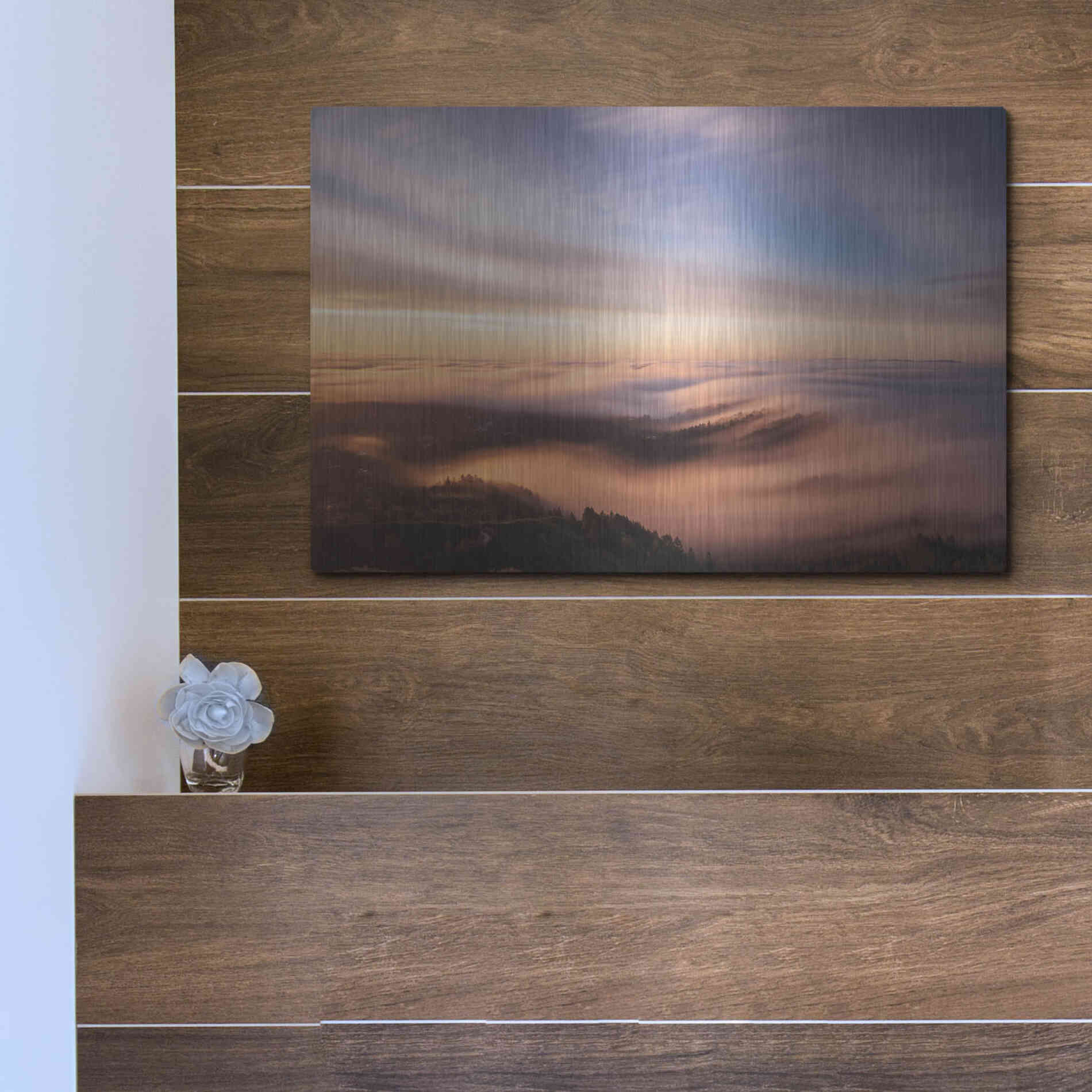Luxe Metal Art 'Golden Morning' by Bruce Getty, Metal Wall Art,16x12
