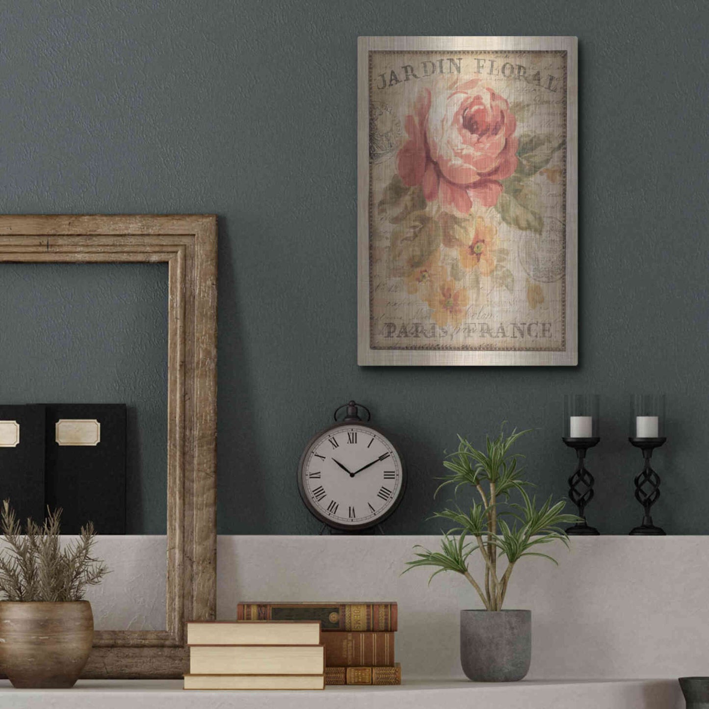 Luxe Metal Art 'Parisian Flowers II' by Danhui Nai, Metal Wall Art,12x16