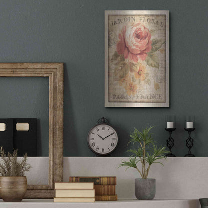 Luxe Metal Art 'Parisian Flowers II' by Danhui Nai, Metal Wall Art,12x16