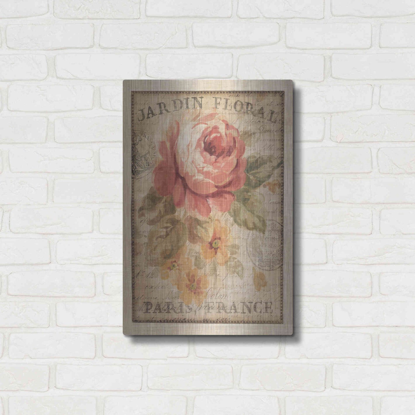 Luxe Metal Art 'Parisian Flowers II' by Danhui Nai, Metal Wall Art,16x24