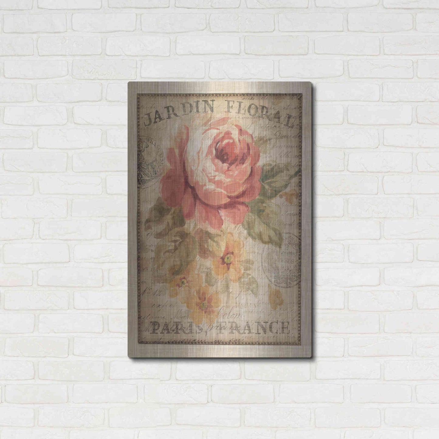 Luxe Metal Art 'Parisian Flowers II' by Danhui Nai, Metal Wall Art,24x36