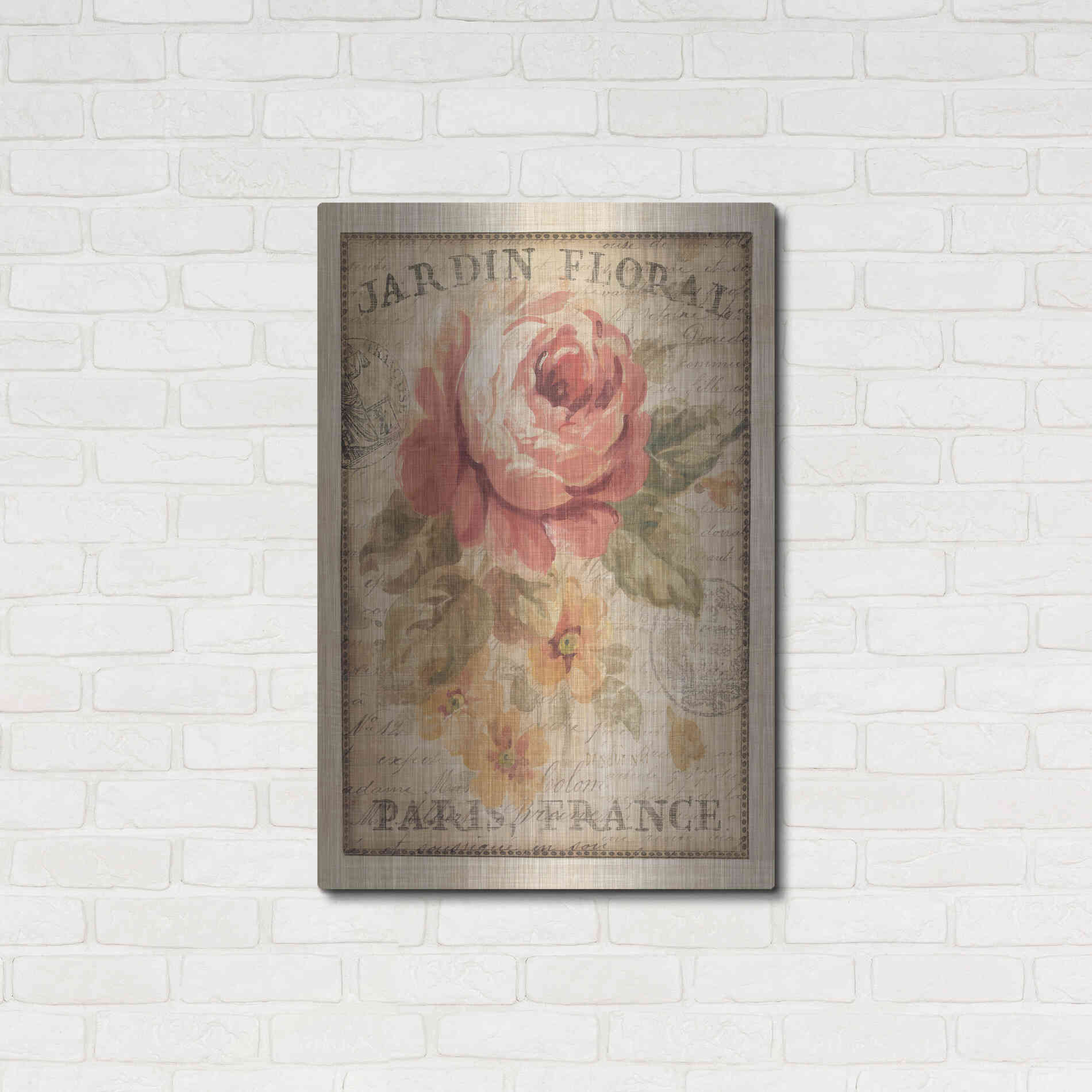 Luxe Metal Art 'Parisian Flowers II' by Danhui Nai, Metal Wall Art,24x36