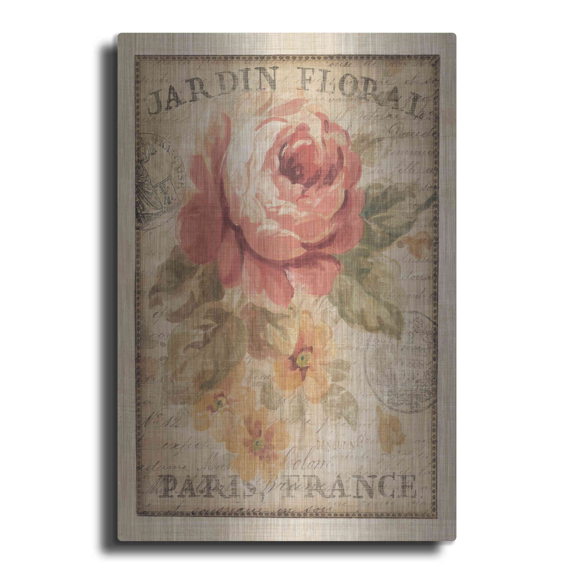 Luxe Metal Art 'Parisian Flowers II' by Danhui Nai, Metal Wall Art