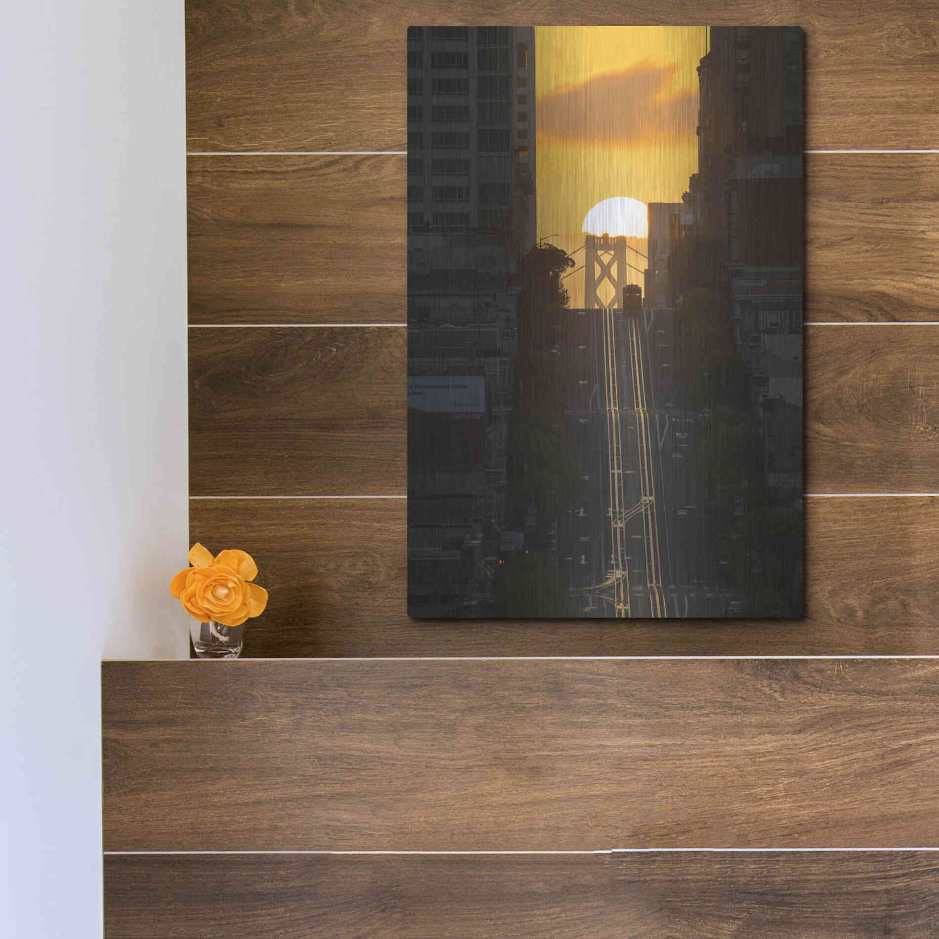 Luxe Metal Art 'Lombard Street Cable Car' by Bruce Getty, Metal Wall Art,12x16