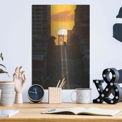 Luxe Metal Art 'Lombard Street Cable Car' by Bruce Getty, Metal Wall Art,12x16