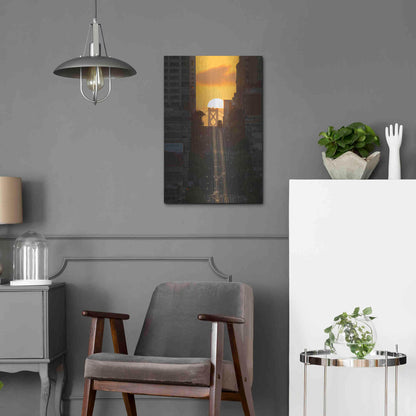 Luxe Metal Art 'Lombard Street Cable Car' by Bruce Getty, Metal Wall Art,16x24