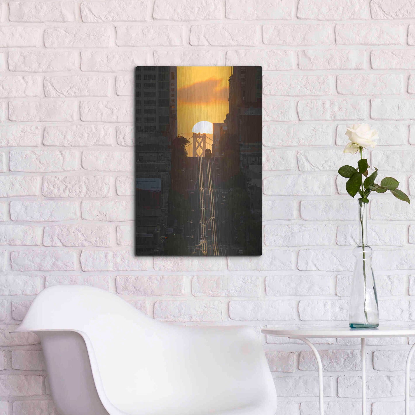 Luxe Metal Art 'Lombard Street Cable Car' by Bruce Getty, Metal Wall Art,16x24