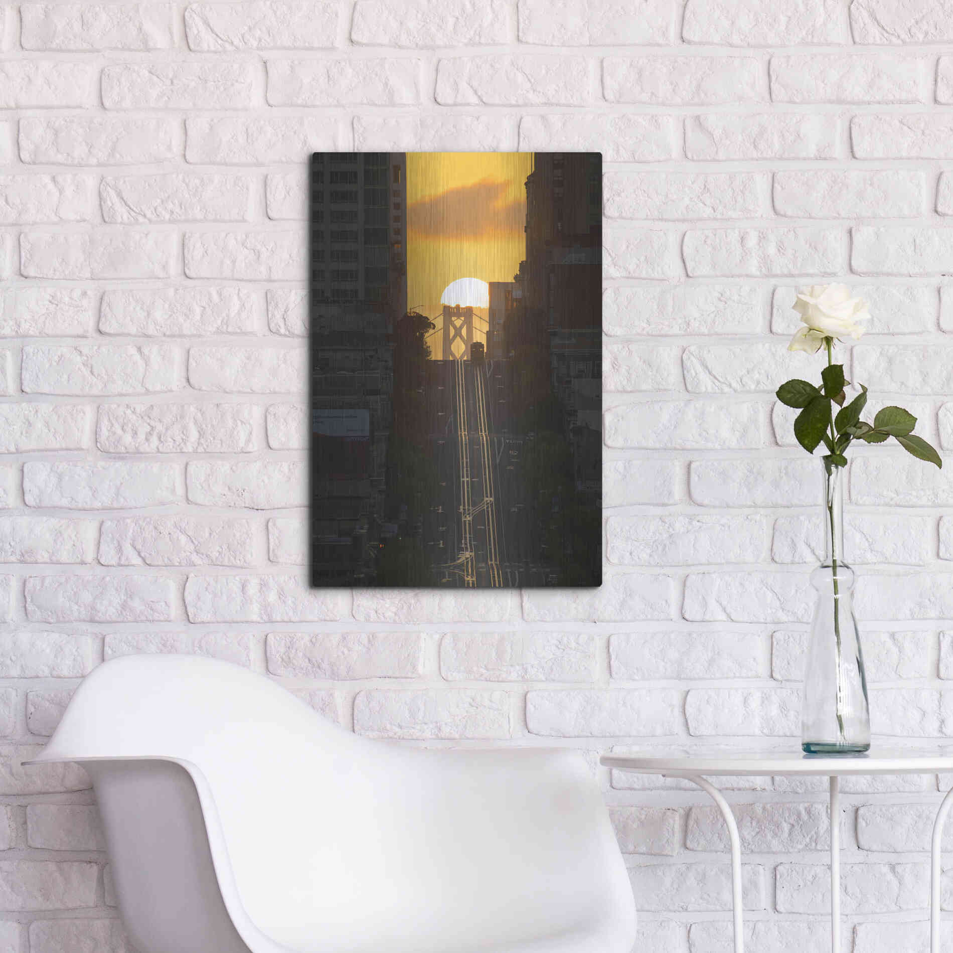 Luxe Metal Art 'Lombard Street Cable Car' by Bruce Getty, Metal Wall Art,16x24