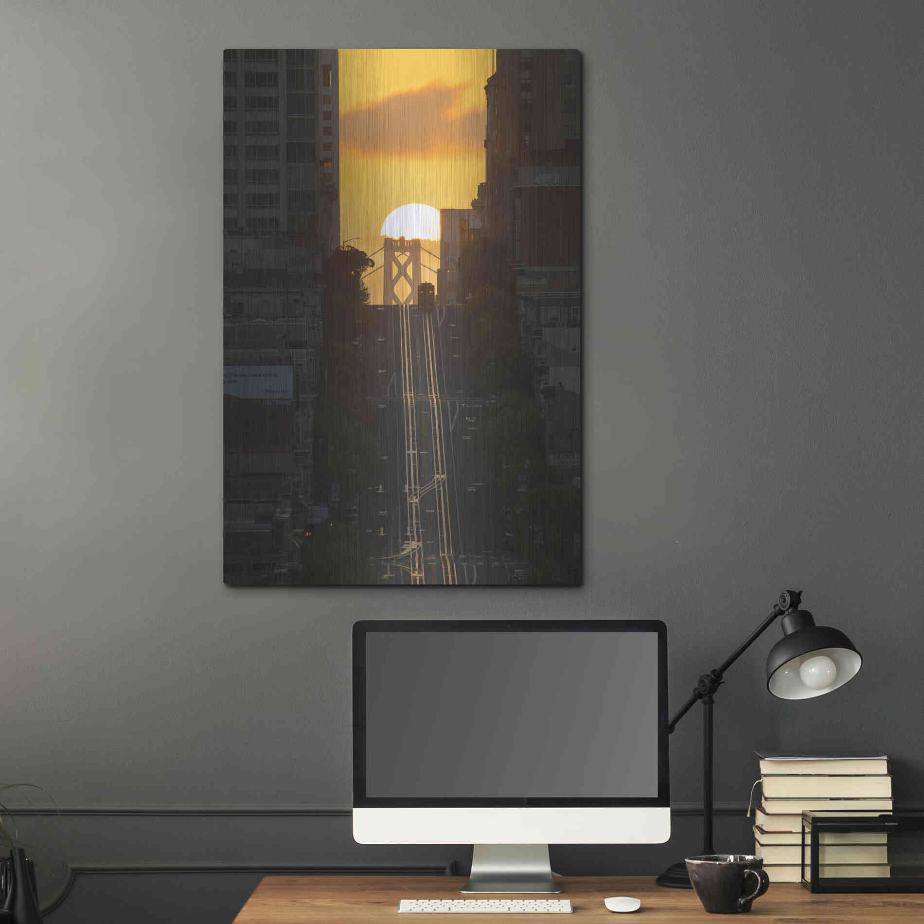 Luxe Metal Art 'Lombard Street Cable Car' by Bruce Getty, Metal Wall Art,24x36
