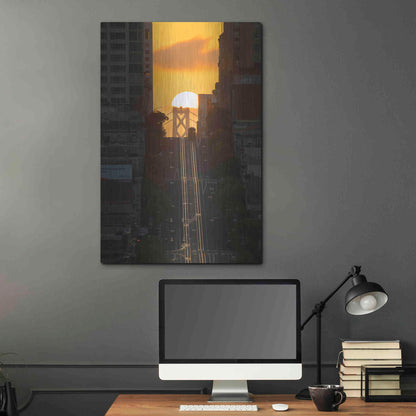 Luxe Metal Art 'Lombard Street Cable Car' by Bruce Getty, Metal Wall Art,24x36