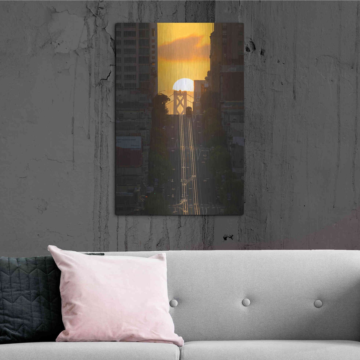 Luxe Metal Art 'Lombard Street Cable Car' by Bruce Getty, Metal Wall Art,24x36