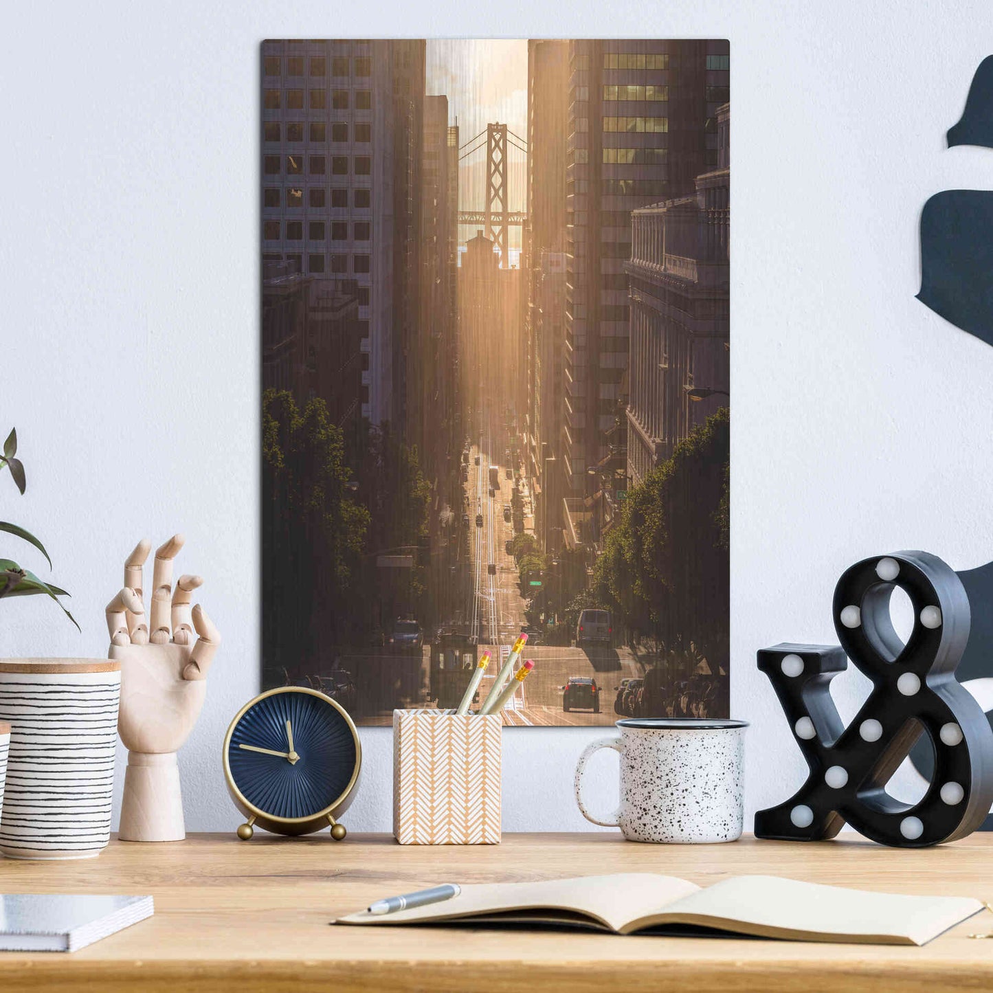 Luxe Metal Art 'Morning Trolley 2' by Bruce Getty, Metal Wall Art,12x16