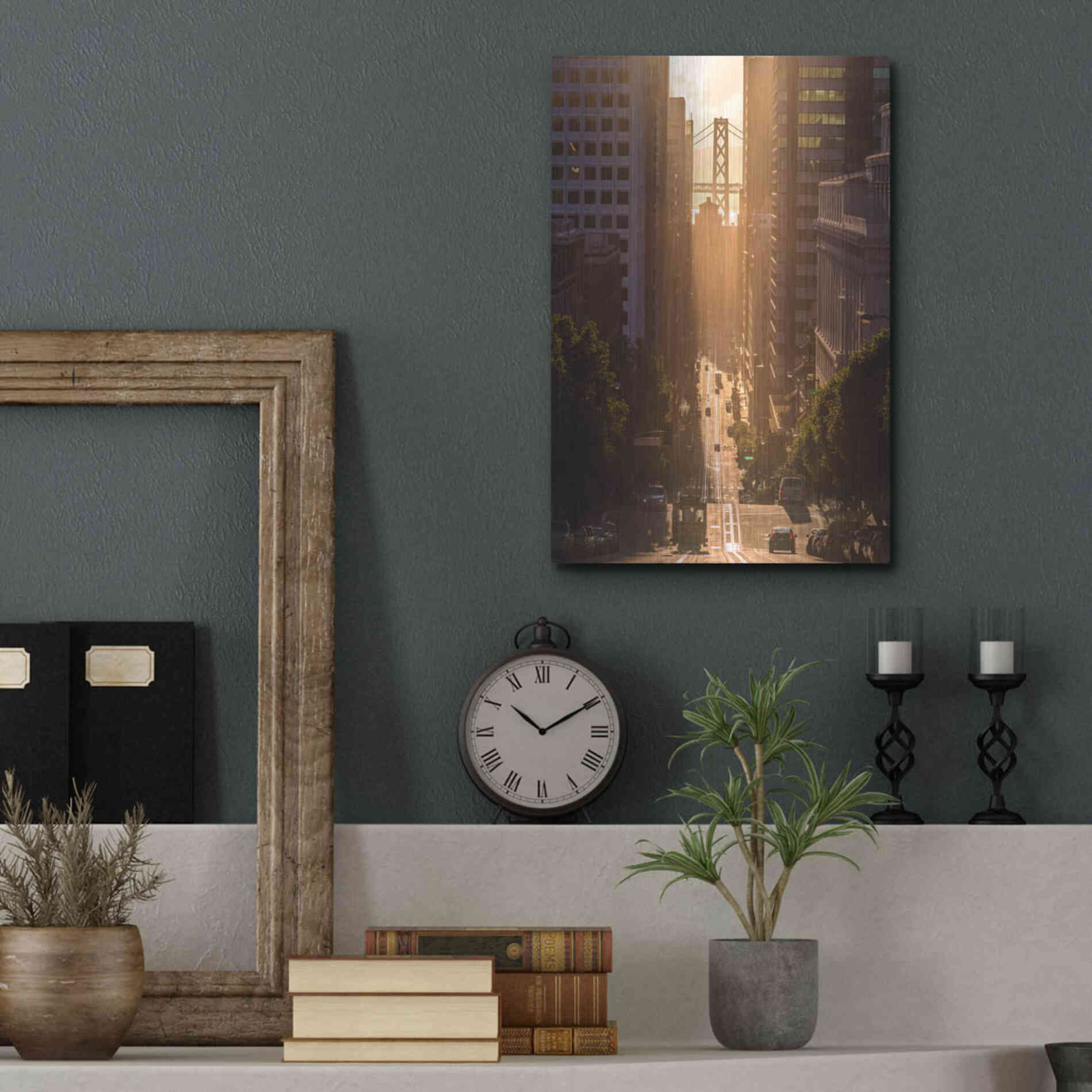 Luxe Metal Art 'Morning Trolley 2' by Bruce Getty, Metal Wall Art,12x16