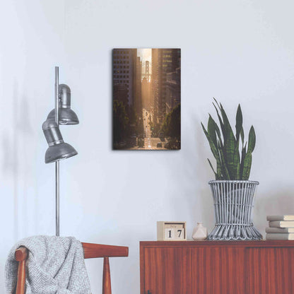 Luxe Metal Art 'Morning Trolley 2' by Bruce Getty, Metal Wall Art,16x24