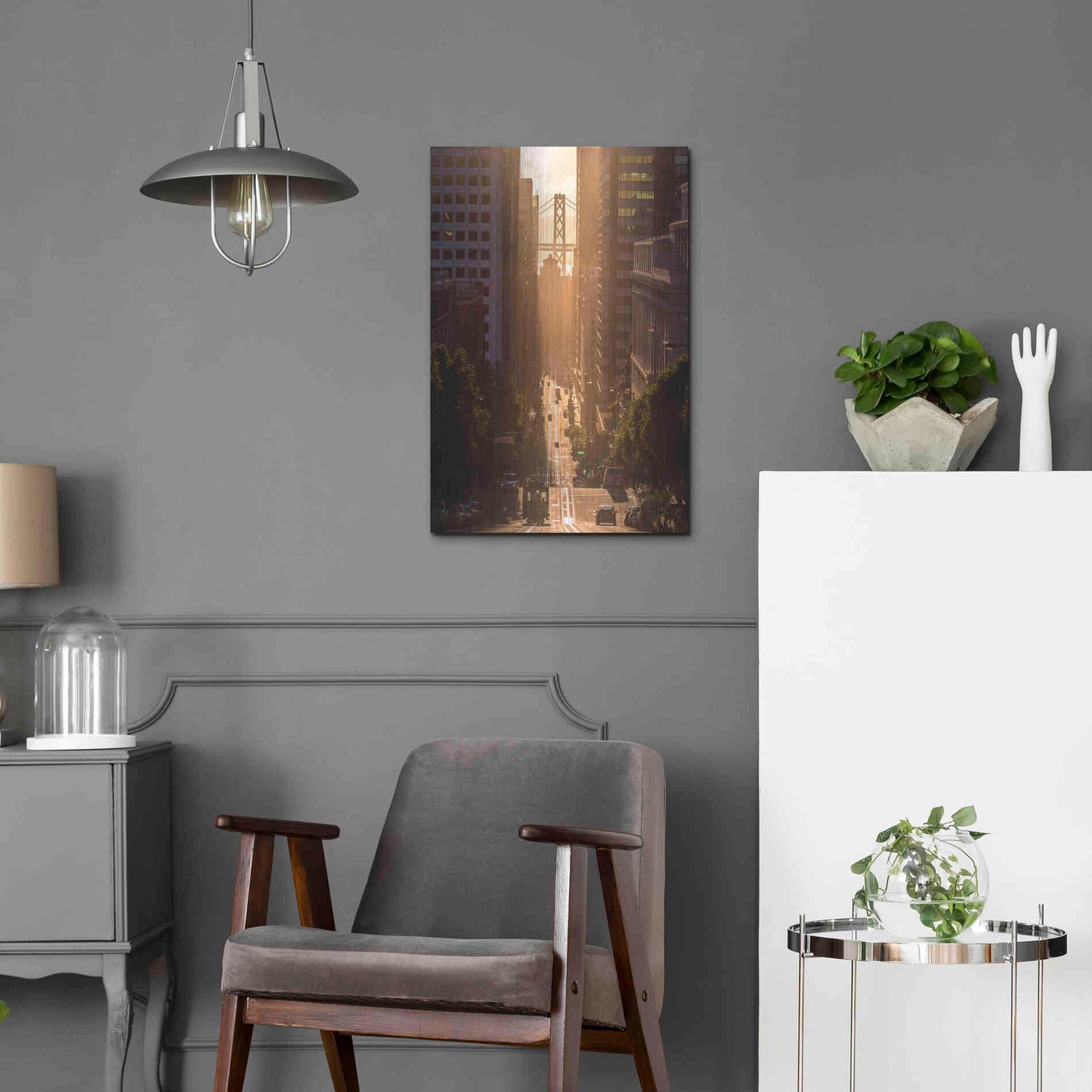 Luxe Metal Art 'Morning Trolley 2' by Bruce Getty, Metal Wall Art,16x24