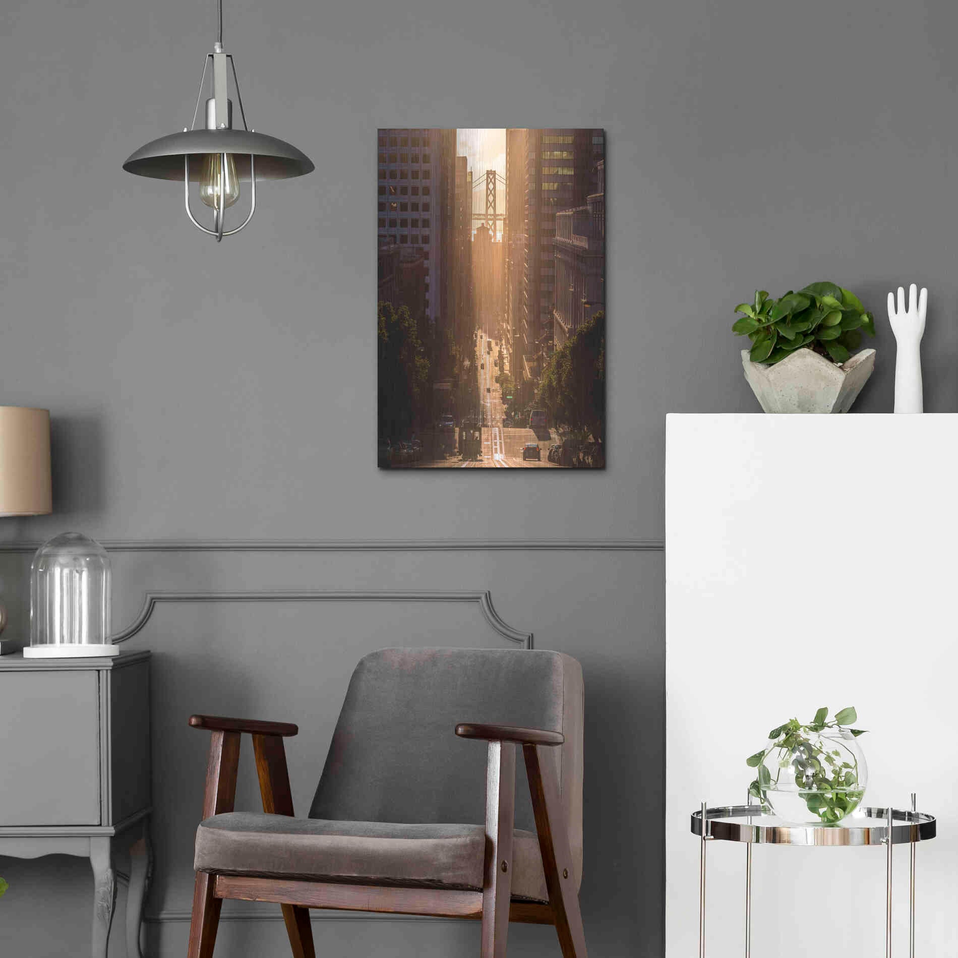 Luxe Metal Art 'Morning Trolley 2' by Bruce Getty, Metal Wall Art,16x24