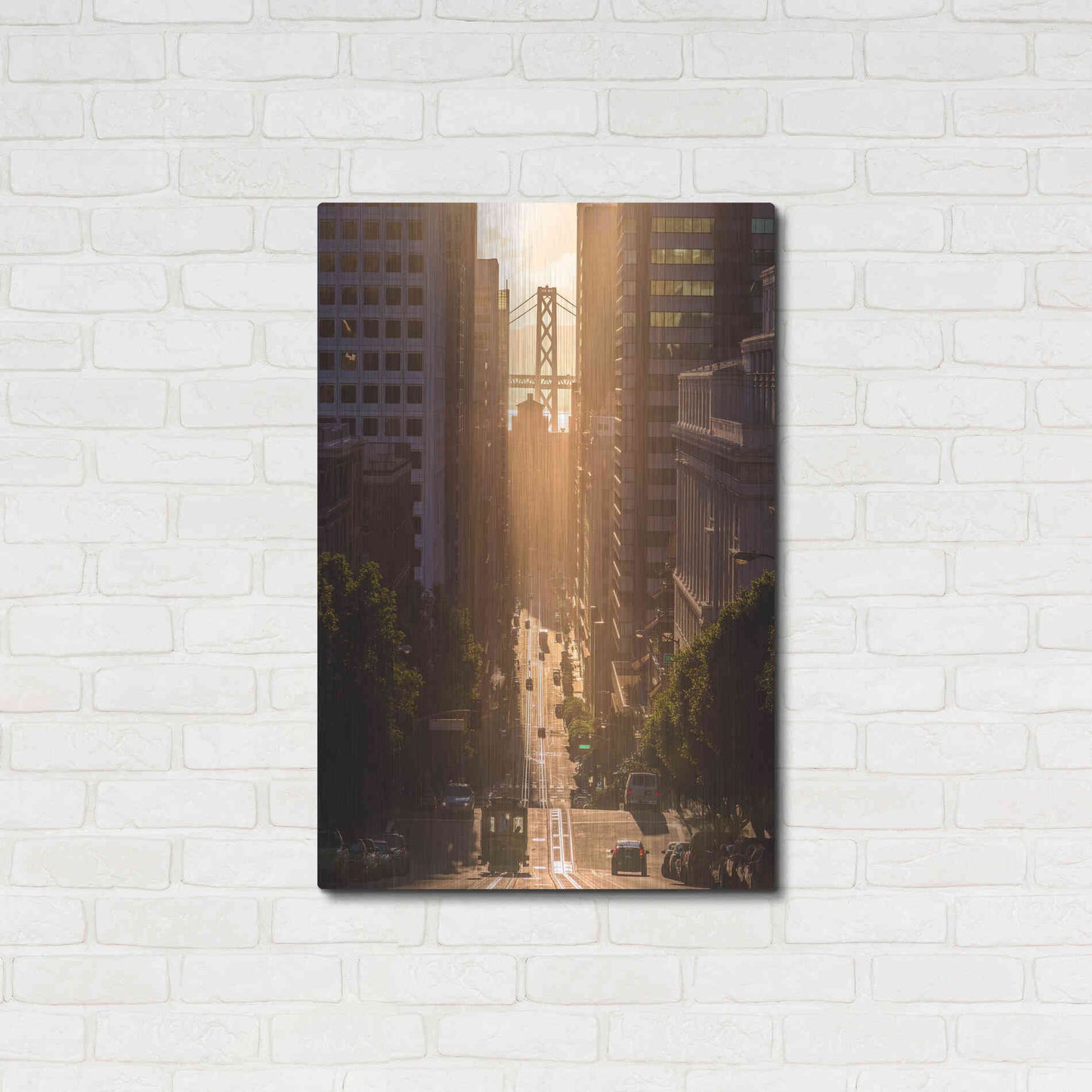Luxe Metal Art 'Morning Trolley 2' by Bruce Getty, Metal Wall Art,24x36