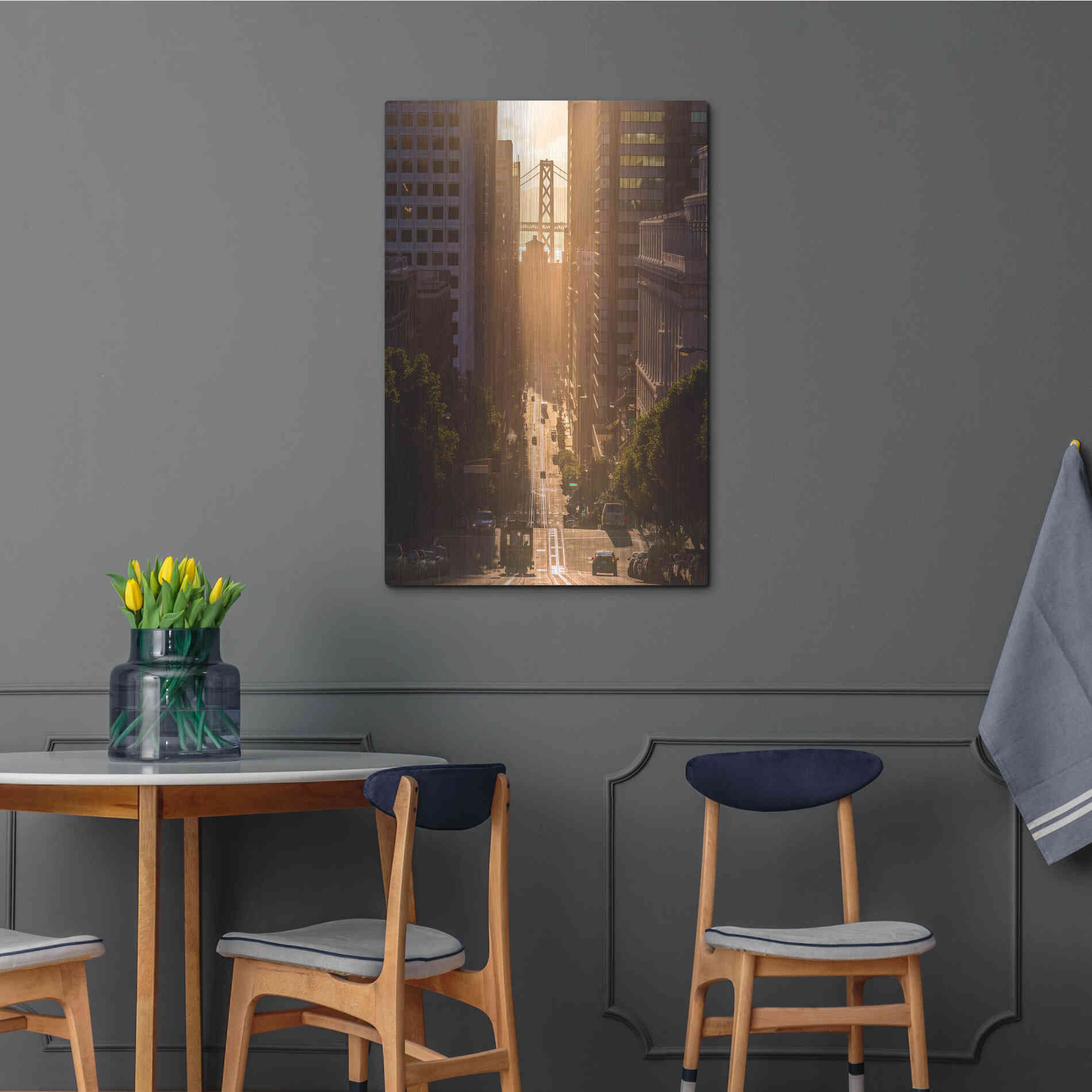 Luxe Metal Art 'Morning Trolley 2' by Bruce Getty, Metal Wall Art,24x36