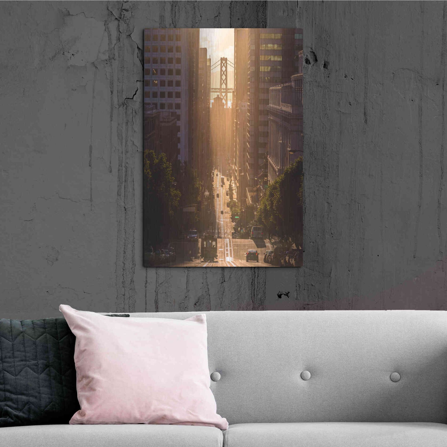 Luxe Metal Art 'Morning Trolley 2' by Bruce Getty, Metal Wall Art,24x36