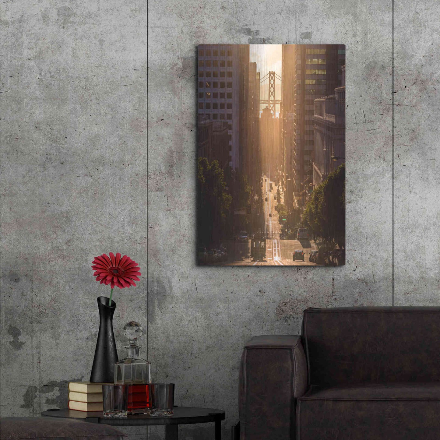 Luxe Metal Art 'Morning Trolley 2' by Bruce Getty, Metal Wall Art,24x36