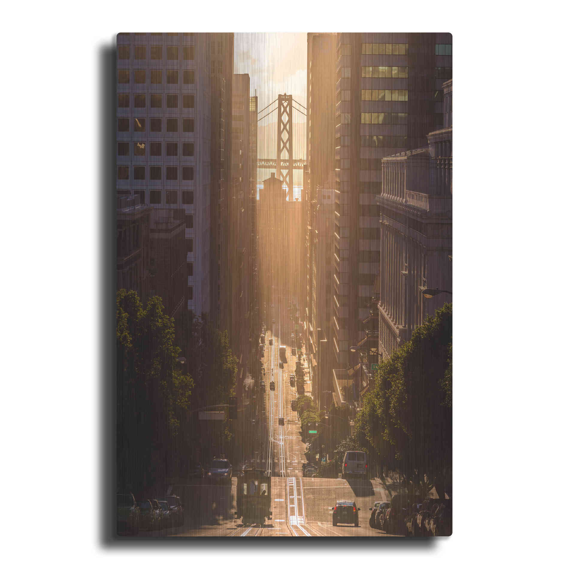 Luxe Metal Art 'Morning Trolley 2' by Bruce Getty, Metal Wall Art