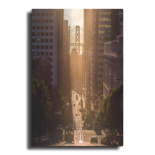 Luxe Metal Art 'Morning Trolley 2' by Bruce Getty, Metal Wall Art