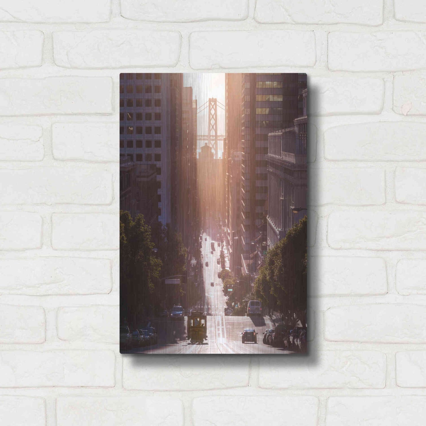 Luxe Metal Art 'Morning Trolly' by Bruce Getty, Metal Wall Art,12x16