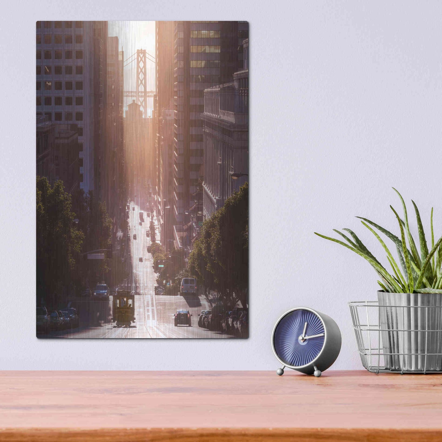 Luxe Metal Art 'Morning Trolly' by Bruce Getty, Metal Wall Art,12x16