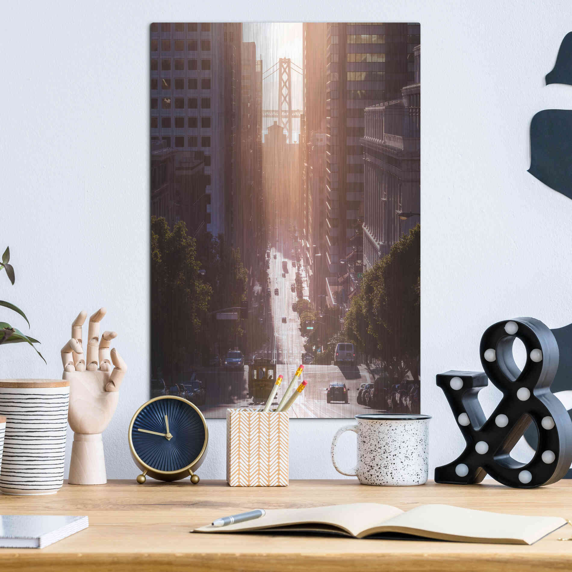 Luxe Metal Art 'Morning Trolly' by Bruce Getty, Metal Wall Art,12x16