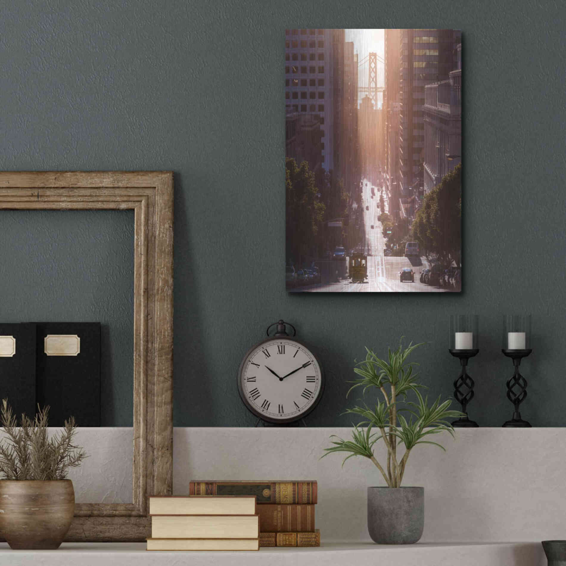 Luxe Metal Art 'Morning Trolly' by Bruce Getty, Metal Wall Art,12x16