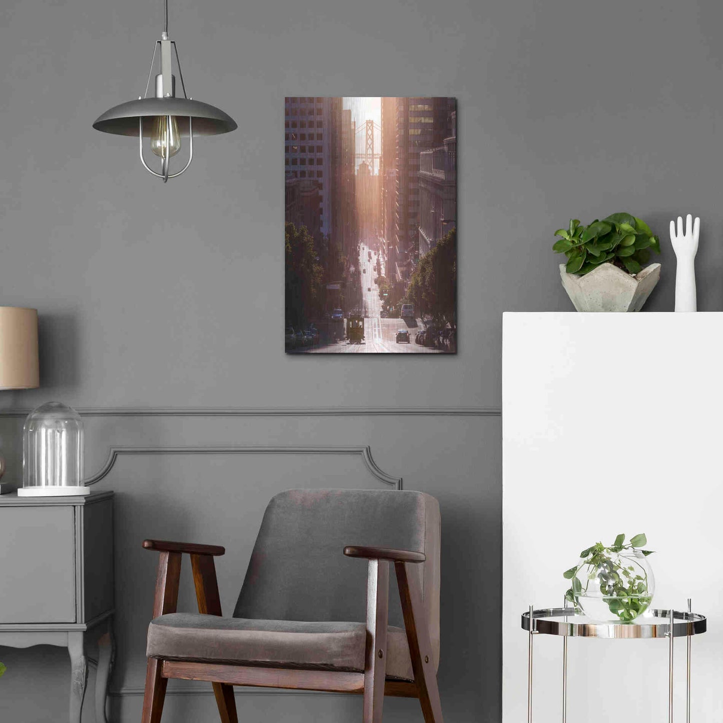 Luxe Metal Art 'Morning Trolly' by Bruce Getty, Metal Wall Art,16x24