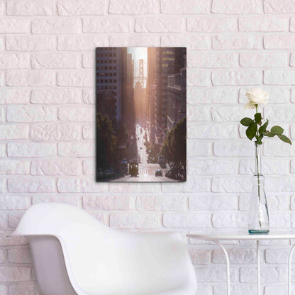 Luxe Metal Art 'Morning Trolly' by Bruce Getty, Metal Wall Art,16x24